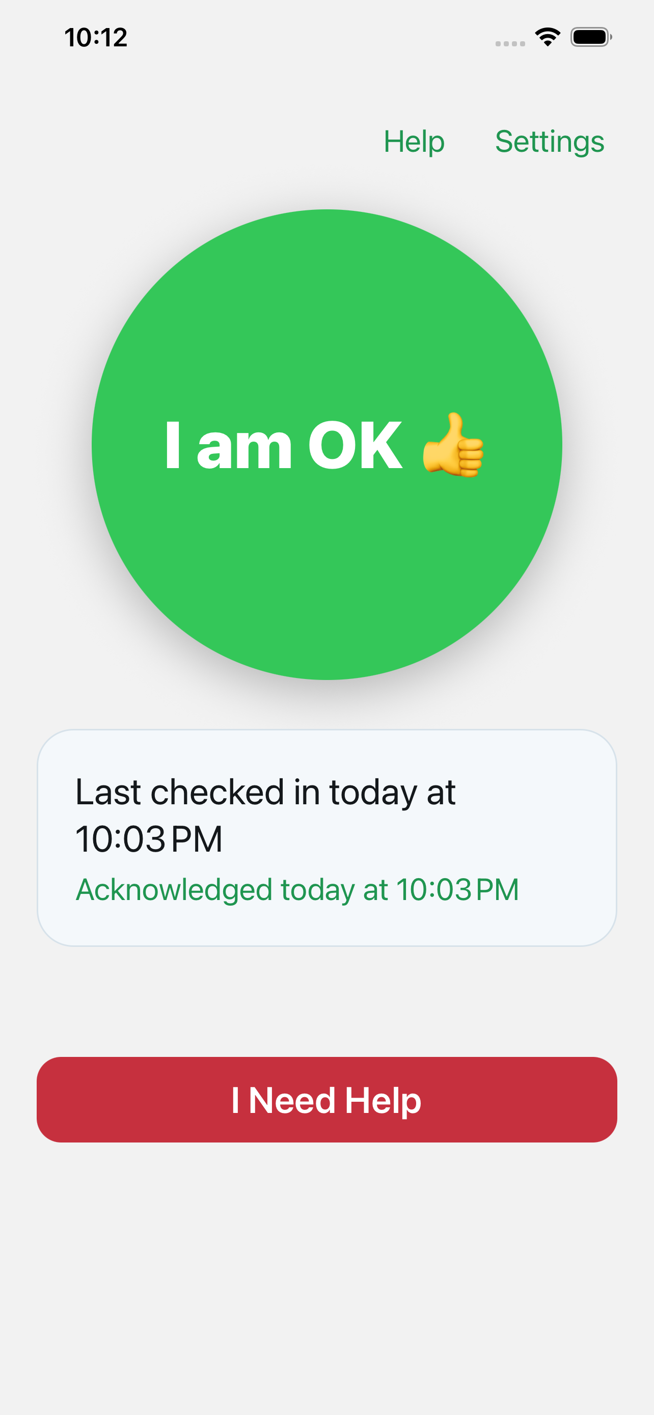 ElderCheck elder check-in screen